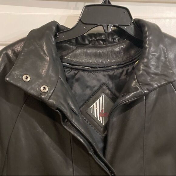 TIBDA Leathers Vintage Black Ankle Length Leather Trench Coat Size 6 - Picture 3 of 16